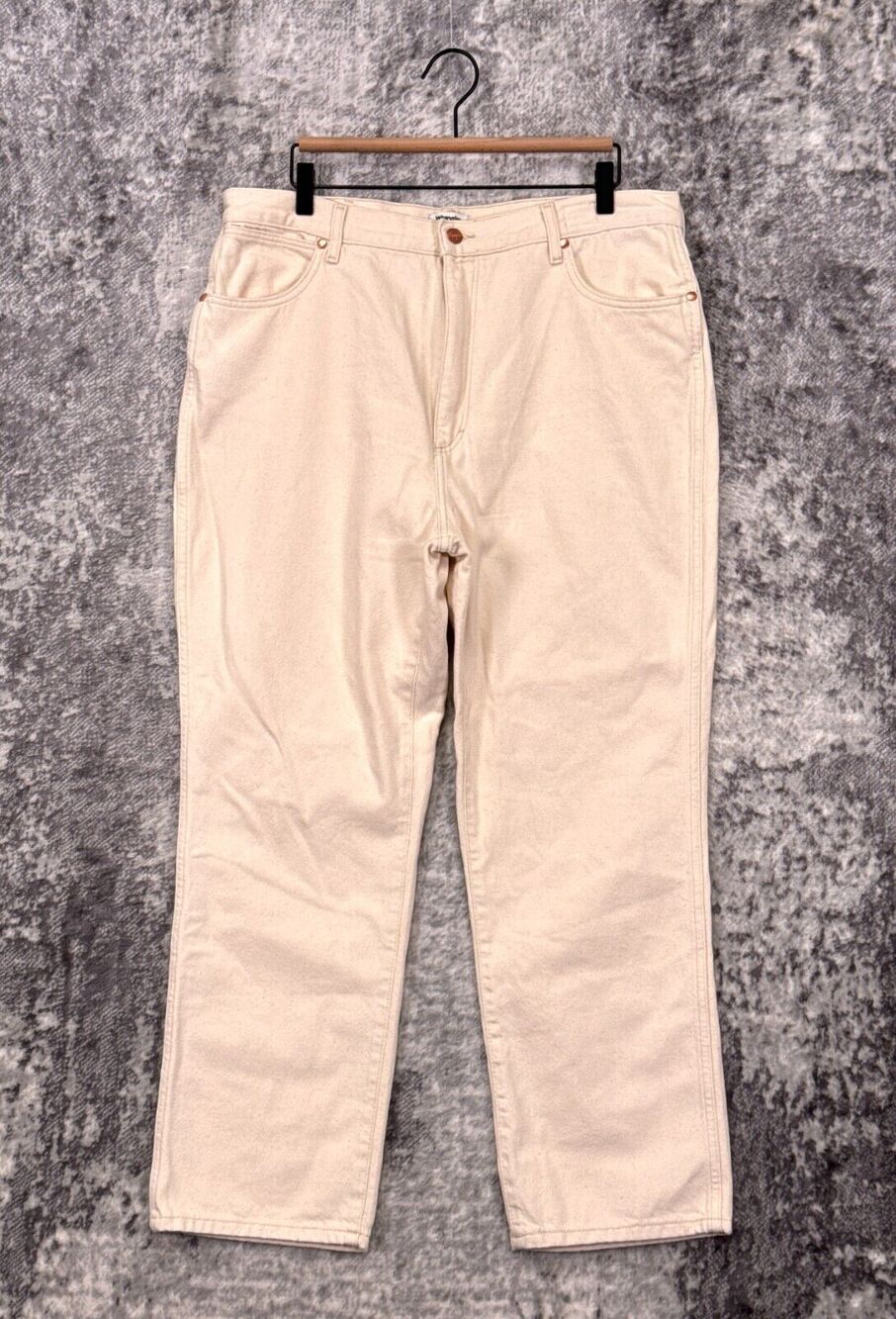 Wrangler Jeans 34 Womens Wild West Straight Leg High Rise In Cream Twill